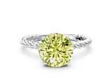 White gold Fancy Yellow Round  Solitaire Twist Band Ring with Four-Prong Setting_24