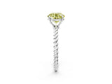 White gold Fancy Yellow Round  Solitaire Twist Band Ring with Four-Prong Setting_26