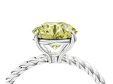White gold Fancy Yellow Round  Solitaire Twist Band Ring with Four-Prong Setting_28