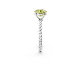 White gold Fancy Yellow Round  Solitaire Twist Band Ring with Four-Prong Setting_493