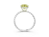 White gold Fancy Yellow Round  Solitaire Twist Band Ring with Four-Prong Setting_494