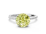 White gold Fancy Yellow Round  Solitaire Twist Band Ring with Four-Prong Setting_502