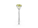White gold Fancy Yellow Round  Solitaire Twist Band Ring with Four-Prong Setting_504