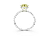 White gold Fancy Yellow Round  Solitaire Twist Band Ring with Four-Prong Setting_505