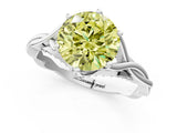White gold Fancy Yellow Round  Solitaire Twist Band Six-Prong Setting 2
