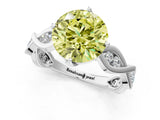 White gold Fancy Yellow Round  Solitaire Twist Band with Leaf Prong Setting 1