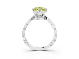 White gold Fancy Yellow Round  Solitaire Twist Band with Leaf Prong Setting 3