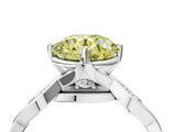 White gold Fancy Yellow Round  Solitaire Twist Band with Leaf Prong Setting 4