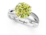 White gold Fancy Yellow Round  Solitaire Twist Band with Pavé Accents and Four-Prong Setting_20