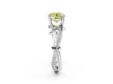 White gold Fancy Yellow Round  Solitaire Twist Band with Pavé Accents and Four-Prong Setting_21