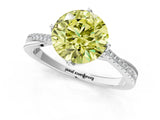 White gold Fancy Yellow Round  Solitaire Twist Band with Pavé Diamonds and Four-Prong Setting_59