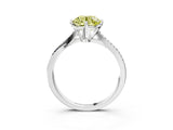 White gold Fancy Yellow Round  Solitaire Twist Band with Pavé Diamonds and Four-Prong Setting_61
