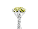 White gold Fancy Yellow Round  Solitaire Twist Band with Pavé Diamonds and Four-Prong Setting_63