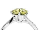 White gold Fancy Yellow Round  Solitaire Twist Band with Pavé Diamonds and Four-Prong Setting_72