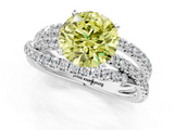 White gold Fancy Yellow Round  Solitaire Twist Band with Pavé Setting and Four-Prong Setting_1