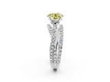 White gold Fancy Yellow Round  Solitaire Twist Band with Pavé Setting and Four-Prong Setting_2