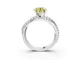 White gold Fancy Yellow Round  Solitaire Twist Band with Pavé Setting and Four-Prong Setting_3
