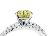White gold Fancy Yellow Round  Solitaire Twist Band with Pavé Setting and Four-Prong Setting_4