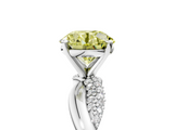 White gold Fancy Yellow Round  Solitaire Twist Band with Pave Prong Setting_5