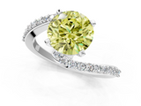 White gold Fancy Yellow Round  Solitaire Twist Band with Pave Set Diamonds and Four-Prong Setting_1