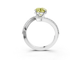 White gold Fancy Yellow Round  Solitaire Twist Band with Pave Set Diamonds and Four-Prong Setting_3