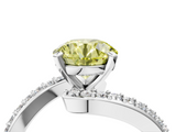 White gold Fancy Yellow Round  Solitaire Twist Band with Pave Set Diamonds and Four-Prong Setting_4