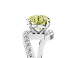 White gold Fancy Yellow Round  Solitaire Twist Band with Pave Set Diamonds and Four-Prong Setting_5