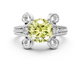 White gold Fancy Yellow Round  Solitaire Twisted Band Scroll Prong Ring_3
