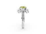 White gold Fancy Yellow Round  Solitaire Twisted Band Scroll Prong Ring_5