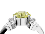White gold Fancy Yellow Round  Solitaire Twisted Band Scroll Prong Ring_7