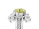 White gold Fancy Yellow Round  Solitaire Twisted Band Scroll Prong Ring_8