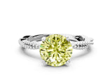 White gold Fancy Yellow Round  Solitaire Twisted Band with Bead Prong Setting_53