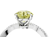 White gold Fancy Yellow Round  Solitaire Twisted Band with Bead Prong Setting_57