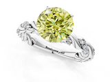 White gold Fancy Yellow Round  Solitaire Twisted Band with Pavé Accents and Four-Prong Setting_1
