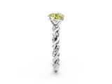 White gold Fancy Yellow Round  Solitaire Twisted Band with Pavé Accents and Four-Prong Setting_2