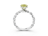 White gold Fancy Yellow Round  Solitaire Twisted Band with Pavé Accents and Four-Prong Setting_3