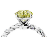 White gold Fancy Yellow Round  Solitaire Twisted Band with Pavé Accents and Four-Prong Setting_4