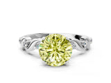 White gold Fancy Yellow Round  Solitaire Twisted Band with Prong Setting 2