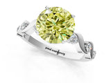White gold Fancy Yellow Round  Solitaire Twisted Band with Prong Setting 3