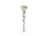 White gold Fancy Yellow Round  Solitaire Twisted Band with Prong Setting 4
