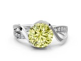 White gold Fancy Yellow Round  Solitaire Twisted Band with Prong Setting_3