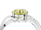 White gold Fancy Yellow Round  Solitaire Twisted Band with Prong Setting_7