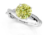 White gold Fancy Yellow Round  Solitaire Twisted Pave Diamond Ring with Four-Prong Setting_125