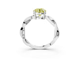 White gold Fancy Yellow Round  Solitaire Twisted Pave Diamond Ring with Four-Prong Setting_127