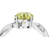 White gold Fancy Yellow Round  Solitaire Twisted Pave Diamond Ring with Four-Prong Setting_128
