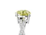 White gold Fancy Yellow Round  Solitaire Twisted Pave Diamond Ring with Four-Prong Setting_129