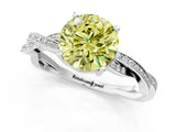 White gold Fancy Yellow Round  Solitaire Twisted Pave Diamond Ring with Four-Prong Setting_13