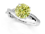 White gold Fancy Yellow Round  Solitaire Twisted Pave Diamond Ring with Four-Prong Setting_25