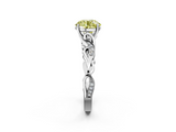 White gold Fancy Yellow Round  Solitaire Vine Band with Milgrain Prong Setting_5