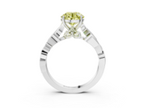 White gold Fancy Yellow Round  Solitaire Vine Band with Milgrain Prong Setting_6